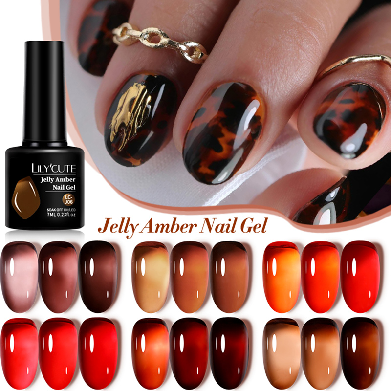 Nail Art Leopard - LILYCUTE 7 مللي هلام العنبر هلام