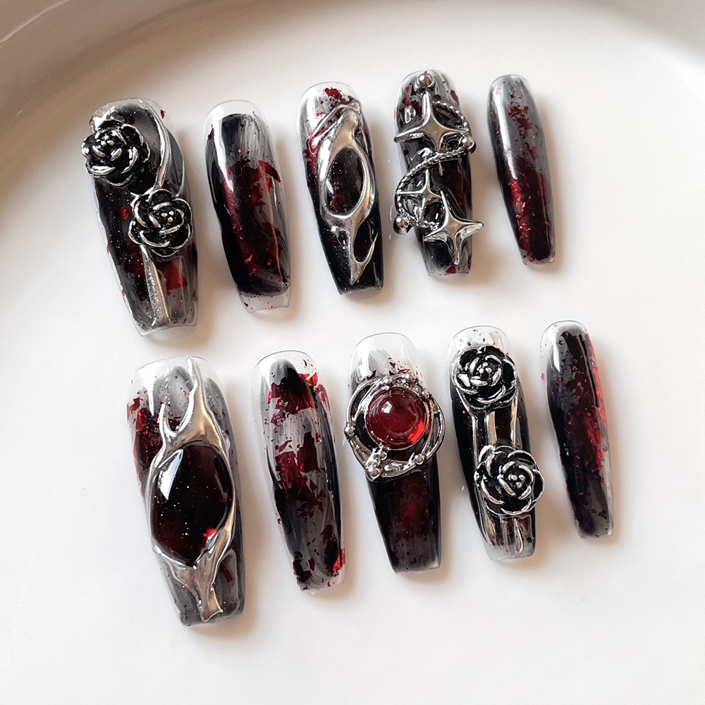 Nail Art Fake - أظافر مزيفة مصنوعة يدويًا في الهالويين