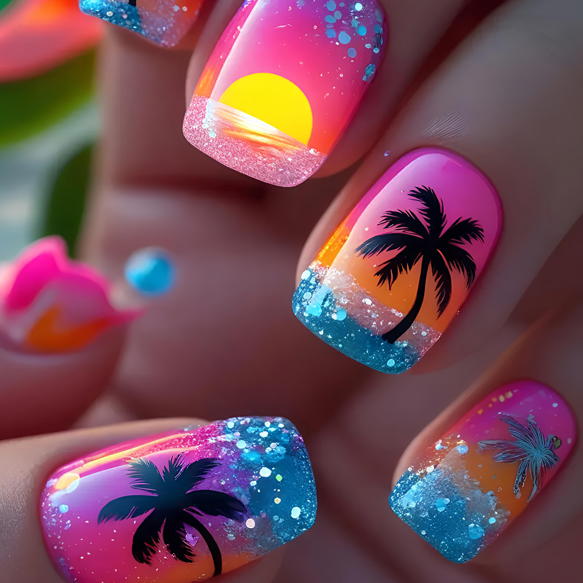Nail Art Y2K - 24 قطعة/مجموعة أظافر صناعية قصيرة ومتوسطة