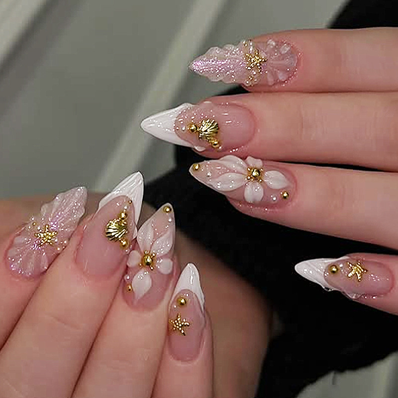 Nail Art Fake - 24 قطعة أظافر صناعية جاهزة لاصقة