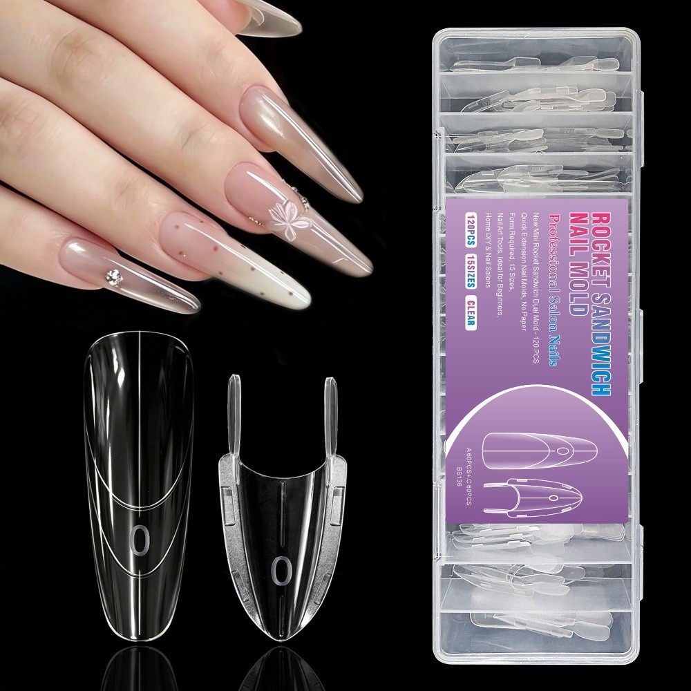 Nail Art Y2K - 120 قطعة من قوالب الأظافر الشفافة