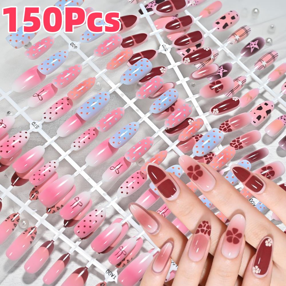 150 قطعة أظافر صناعية وردية زر - مراجعة Nail Art Leopard وسعره