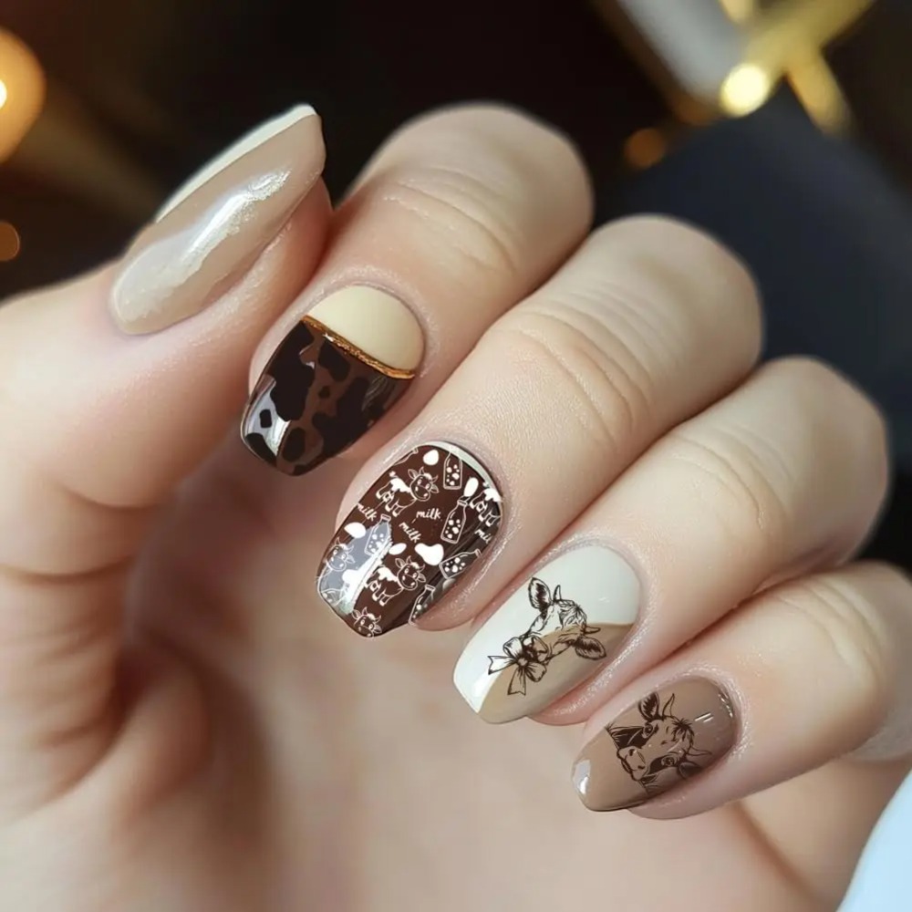 3 قطعة موضوع البقرة مسمار ختم  - مراجعة Nail Art Leopard وسعره