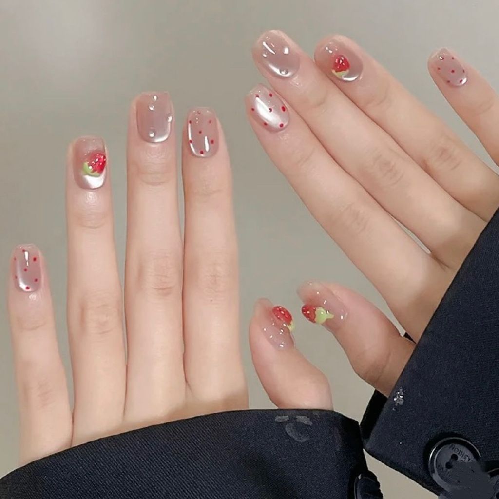 10 قطعة قصيرة مربع القط العين  - مراجعة Nail Art Fake وسعره