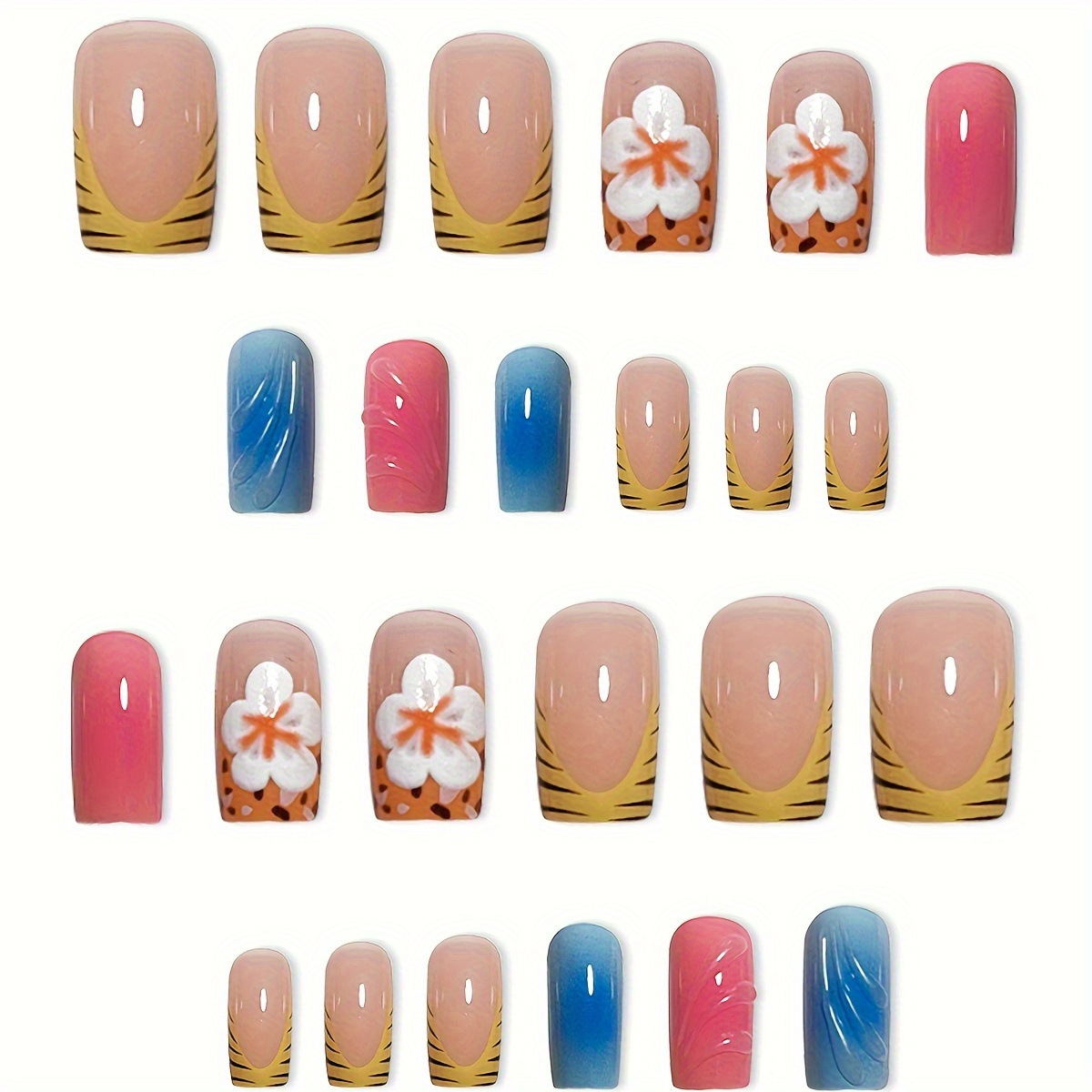 24 قطعة رئيس مربع قصير الأظافر - مراجعة Nail Art Leopard وسعره